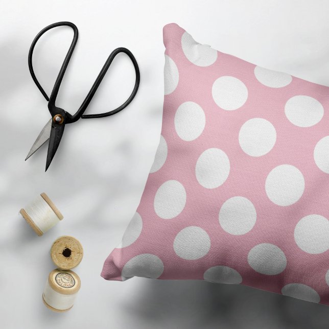 Pink Polka Dots, Polka Dot Pattern, Dots, Dotted Decorative Cushion (Creator Uploaded)