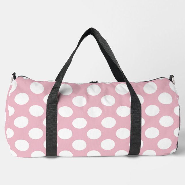 Pink Polka Dots, Polka Dot Pattern, Dots, Dotted Duffle Bag (Front)