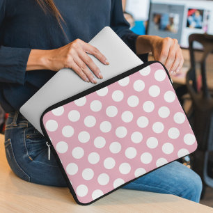 Pink Polka Dots, Polka Dot Pattern, Dots, Dotted Laptop Sleeve