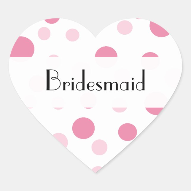 Pink Polka Dots, Polka Dot Pattern, Dots, Wedding Heart Sticker (Front)