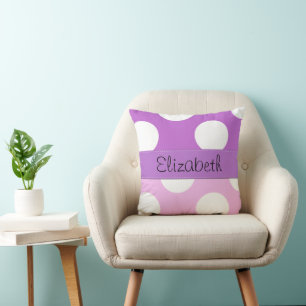 Pink Polka Dots, Purple Polka Dots, Your Name Cushion