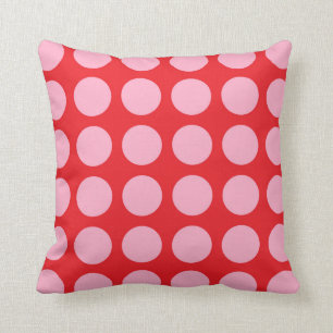 Pink Polka Dots Red Cushion