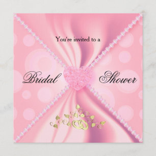 Pink Polka Dots Satin Bridal Shower Invitation