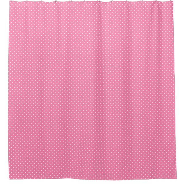Pink Polka Dots Shower Curtain (Front)