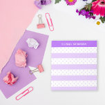 Pink Polka Dots & Stripes Add Your Name Notepad<br><div class="desc">Girly purple personalised notepad with polka dot and stripes in a soft shade of lilac and your name in white against purple. Purple striped and polka dot notepad personalised with your name in white letters. Jot down your notes on this pretty polka dot and stripes notepad with your name printed...</div>