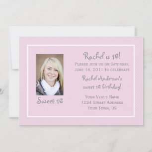 Pink Polka Dots Sweet 16 Birthday Invitation