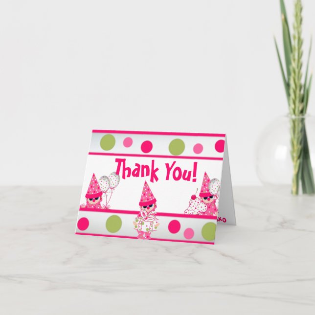 Pink Polka Dots Thank you CARD (Front)