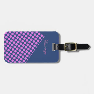 pink polka dots Thunder_Cove blue Luggage Tag