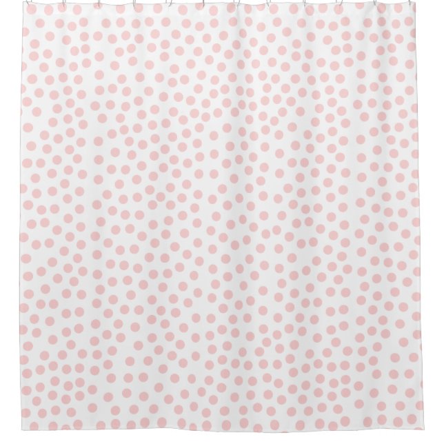 Pink Polka Dots White Shower Curtain (Front)