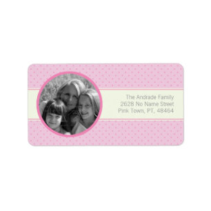 Pink Polka Dots White Stripe Custom Photo Template Label