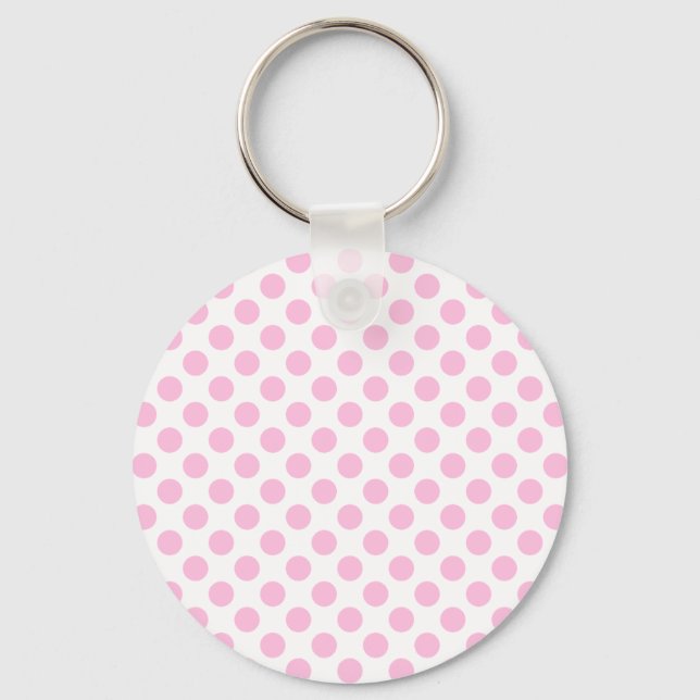 Pink Polka Dots with Customisable Background Key Ring (Front)