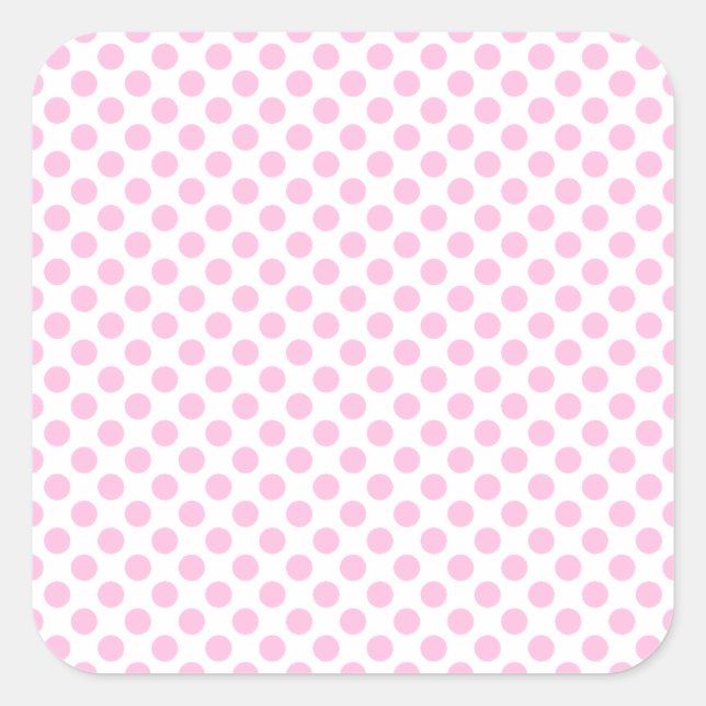 Pink Polka Dots with Customisable Background Square Sticker (Front)