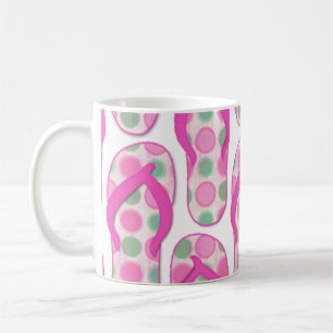 Pink polka dotted flip flop design coffee mug