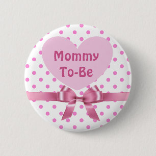 Pink Polka Dotted Mummy to be Baby Shower Button