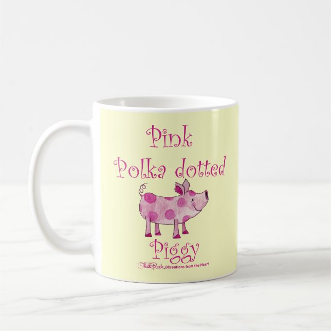 Pink Polka dotted Piggy Coffee Mug (Left)