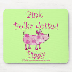 Pink Polka dotted Piggy Mouse Mat