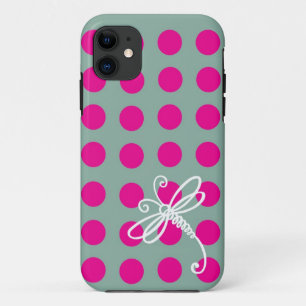 Pink Polkadot Dragonfly Art Case-Mate iPhone 5 11 Case
