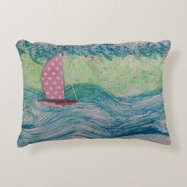 Pink Polkadot Sail Decorative Cushion (Front)