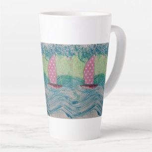 Pink Polkadot Sail Latte Mug