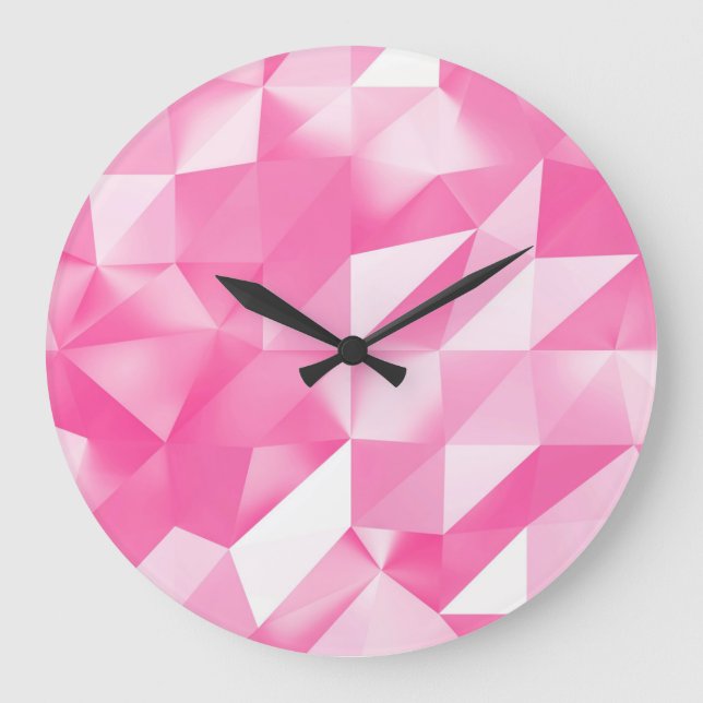 Pink polygon background: abstract 3D rendering Large Clock (Front)