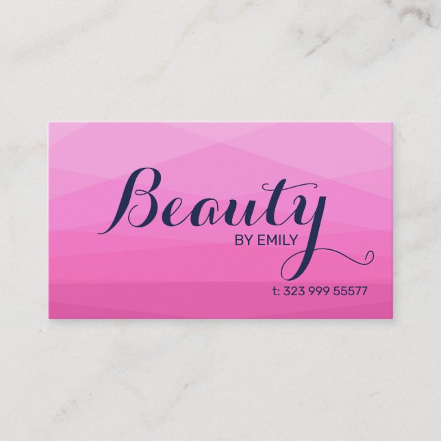 Pink Polygonal Background Business Card (Front)