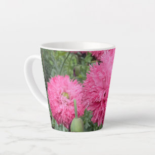 Pink Pom Pom Poppies Latte Mug
