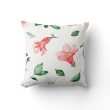 Pink Pomegranate Flower Blossoms Throw Pillow