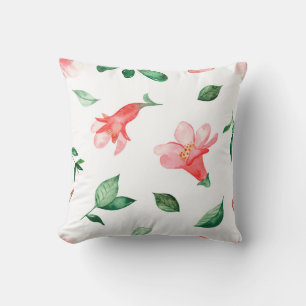 Pink Pomegranate Flower Blossoms Throw Pillow