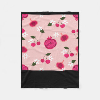 Pink Pomegranate Fruit Cherry Floral Daisy Sticker Fleece Blanket