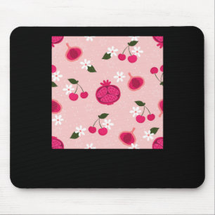 Pink Pomegranate Fruit Cherry Floral Daisy Sticker Mouse Mat