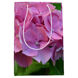 Pink Pompom Hydrangea Hortensia Flower Medium Gift Bag