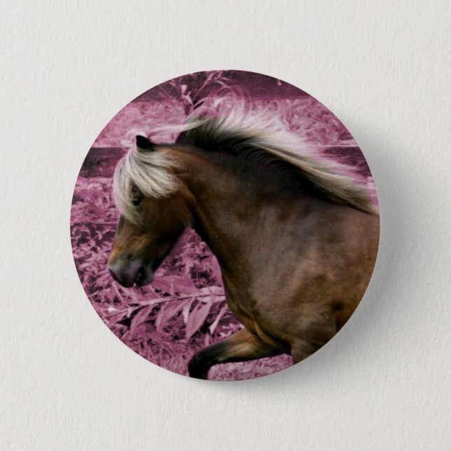 Pink Pony 6 Cm Round Badge (Front)