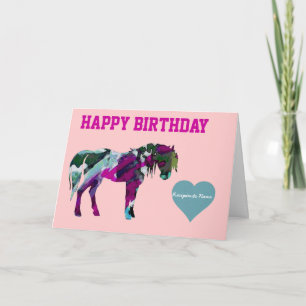 Pink Pony Birthday Card - Custom Pony Card