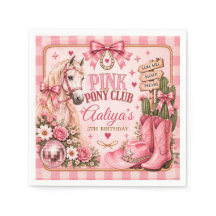 Pink Pony Club Cowgirl Birthday Party Napkins
