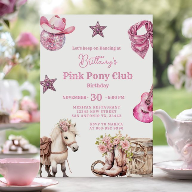 Pink Pony Party Cowgirl Celebration Birthday Invitation (Creator Uploaded)