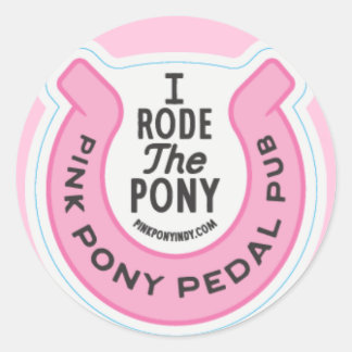 pink pony pedal pub classic round sticker