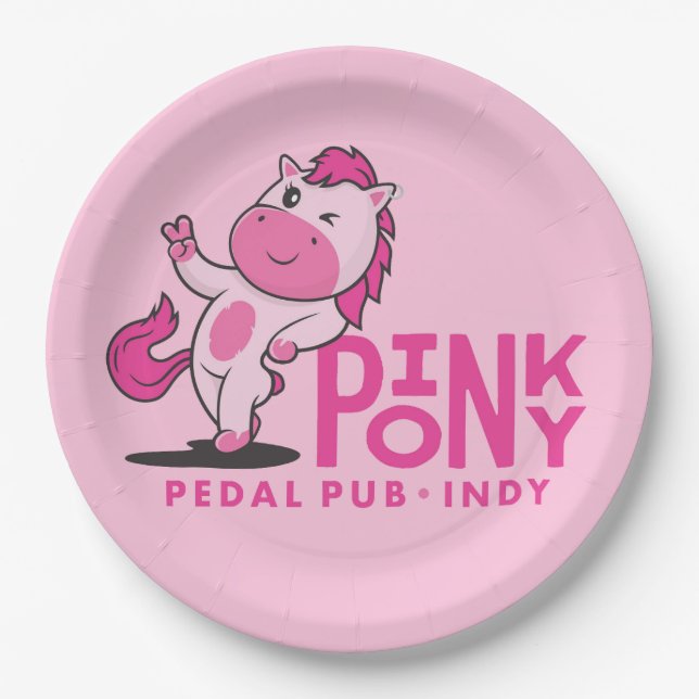 Pink Pony Pedal Pub Indy - Pink Party Plates (Front)