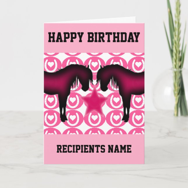 Pink Pony Personalised Birthday Card for Girl (Front)