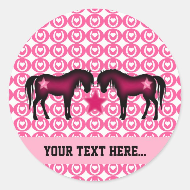Pink Pony Personalised Classic Round Sticker (Front)