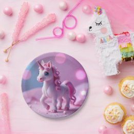Pink Pony Unicorn Paper Plates