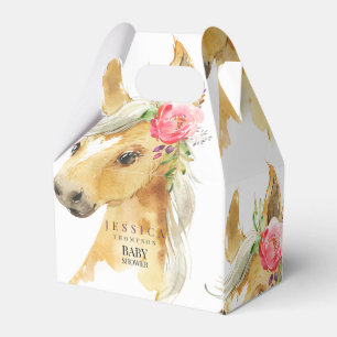 Pink Pony White Baby Shower Favour Box