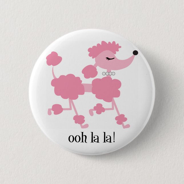 pink poodle 6 cm round badge (Front)