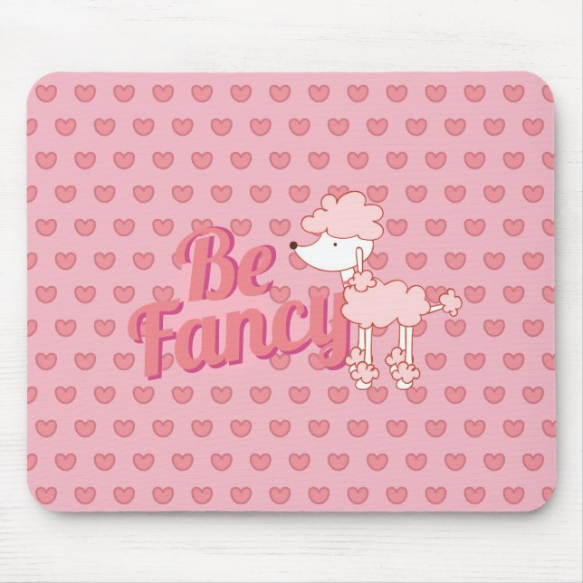 Pink Poodle and Hearts Be Fancy Mouse Mat (Front)