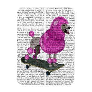 Pink Poodle and Skateboard Magnet