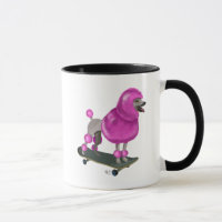 Pink Poodle and Skateboard