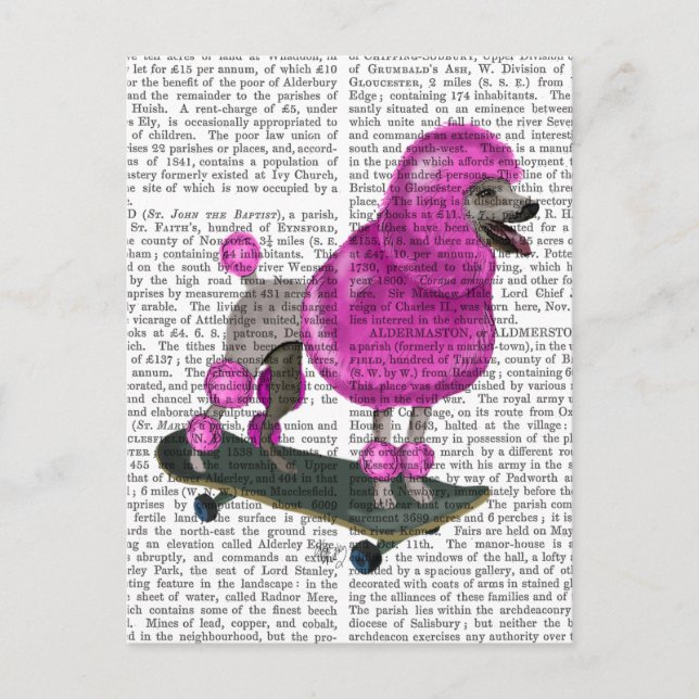 Pink Poodle and Skateboard Postcard (Front)