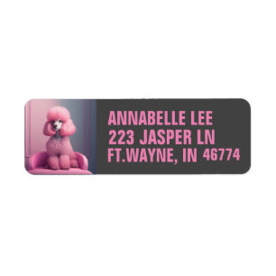 PINK POODLE ART RETURN ADDRESS LABELS