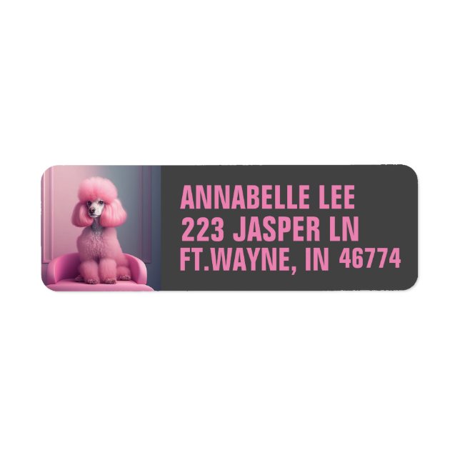 PINK POODLE ART RETURN ADDRESS LABELS (Front)