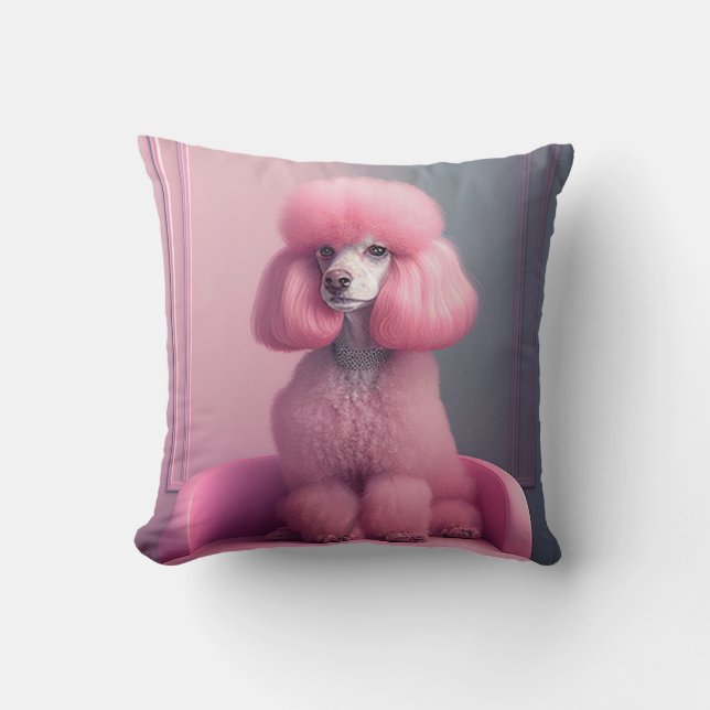PINK POODLE ART Throw Pillow (Front)