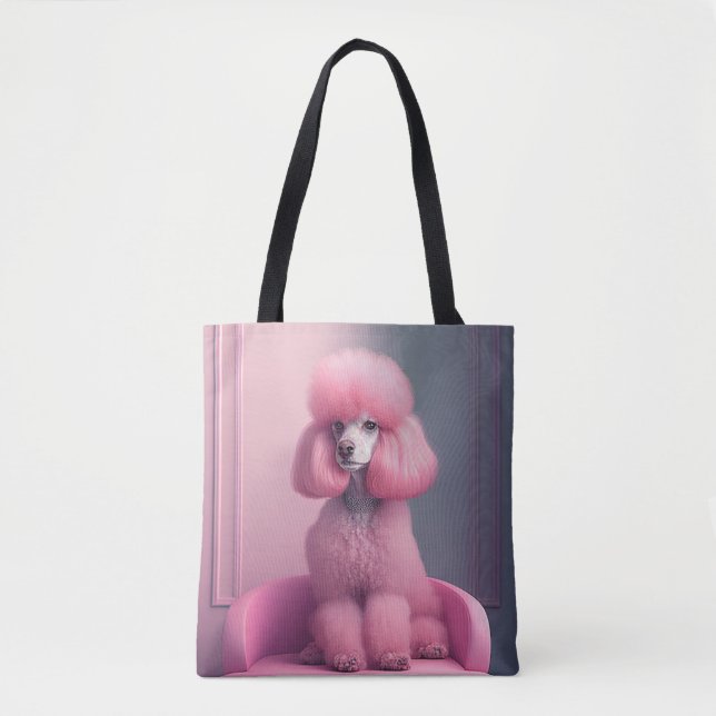PINK POODLE ART TOTE PURSE (Front)